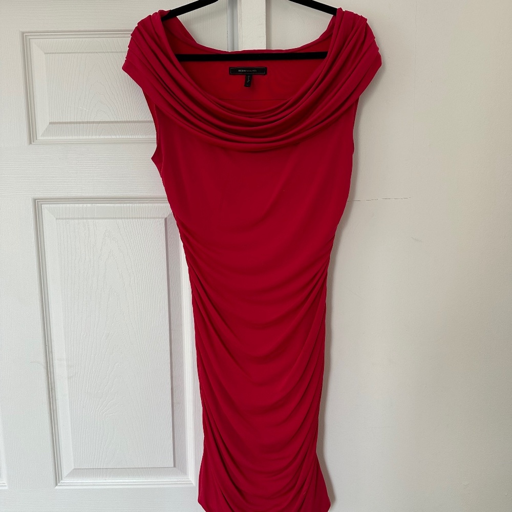 Red BCBG ruched dress